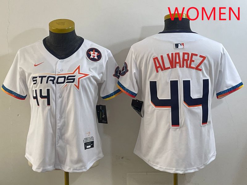 Women Houston Astros 44 Alvarez White Fourth generation Joint Name 2025 Nike MLB Jersey style 3